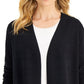 Karen Scott Women's Pointelle Open Cardigan Black Size Large