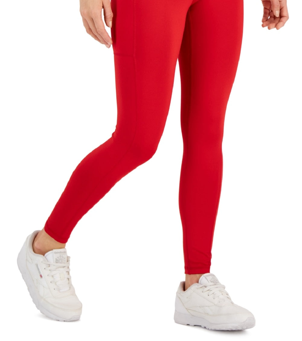 ID Ideology Women's Compression High Waist Side Pocket 7/8 Length Leggings Red Size Large