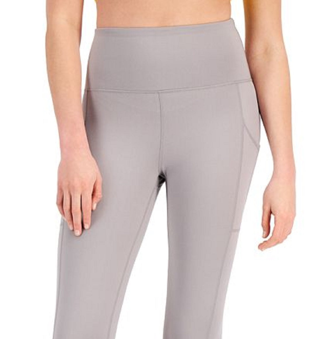 ID Ideology Women's Compression High Rise Side Pocket Cropped Leggings Gray Size X-Large