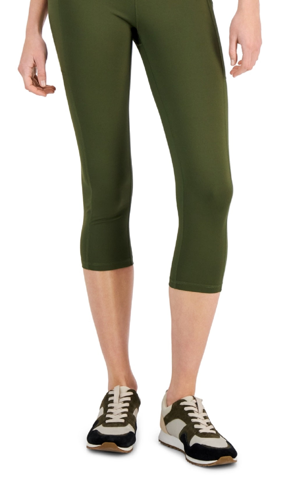 ID Ideology Women's Compression High Rise Side Pocket Cropped Leggings Green Size Small
