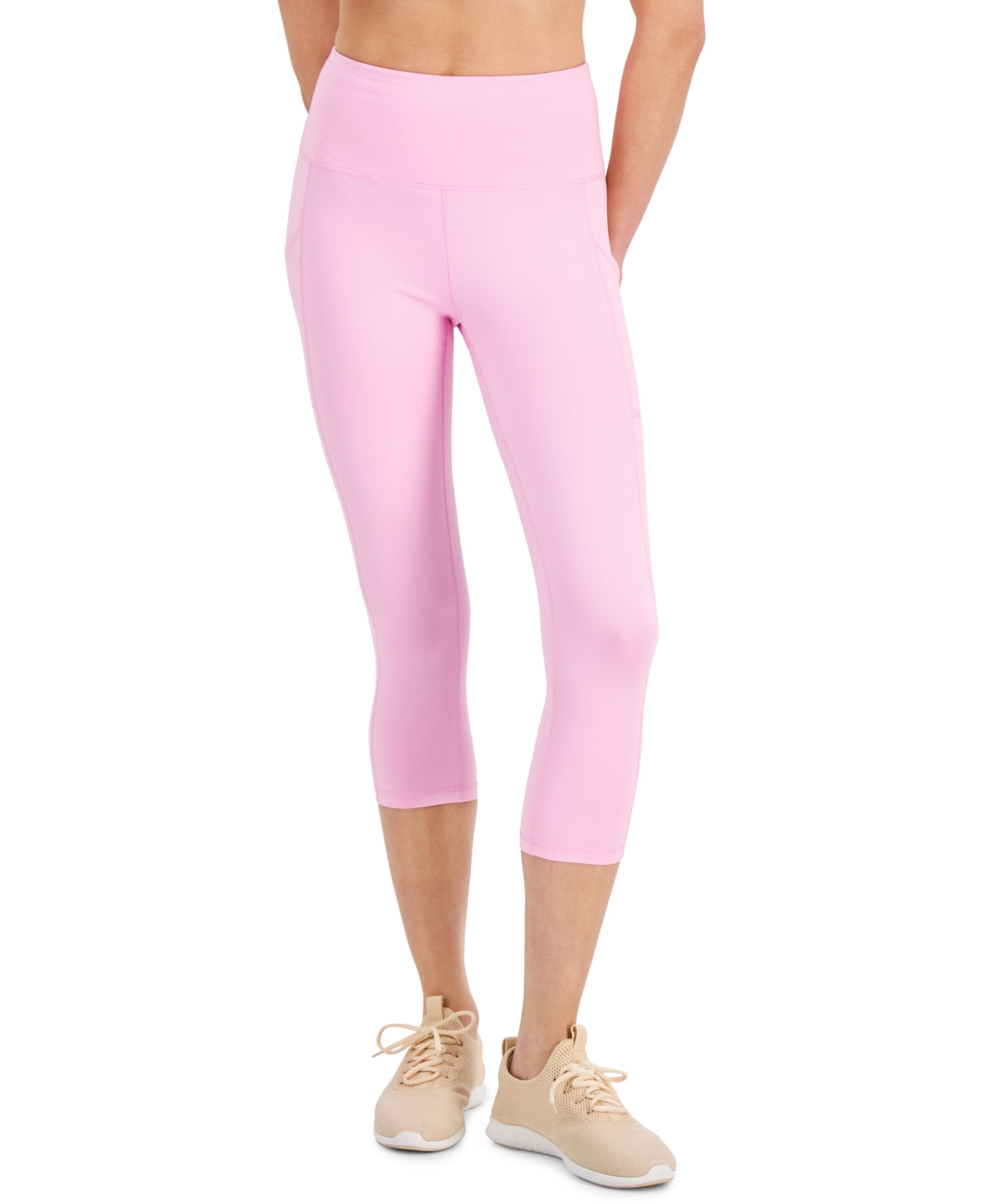 ID Ideology Women's Compression High Rise Side Pocket Cropped Leggings Pink Size Medium