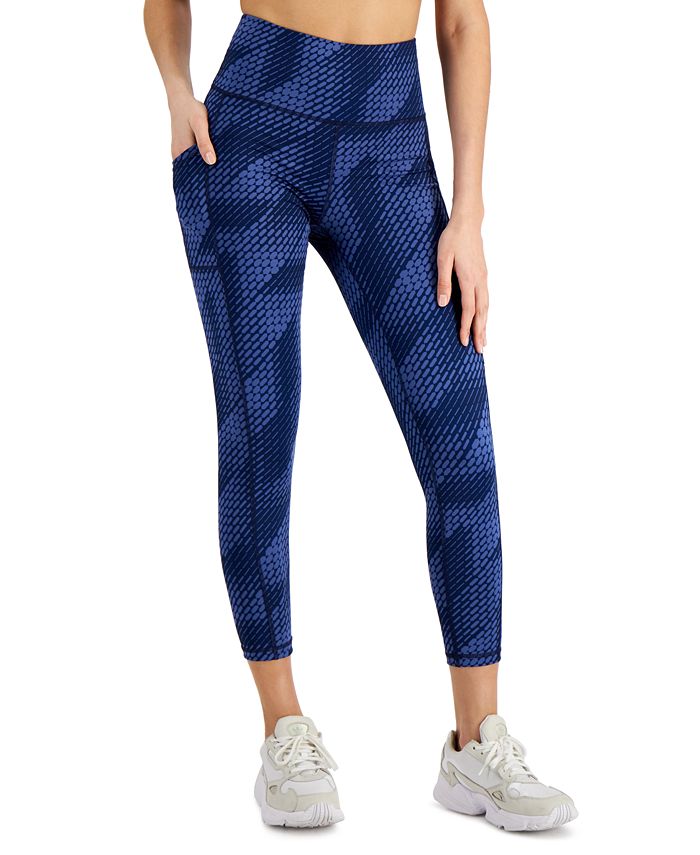 ID Ideology Women's Compression Geometric Side Pocket 7/8 Leggings Blue Size X-Large