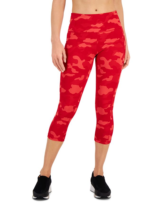 ID Ideology Women's Compression Camo Print Capri Leggings Red Size X-Small