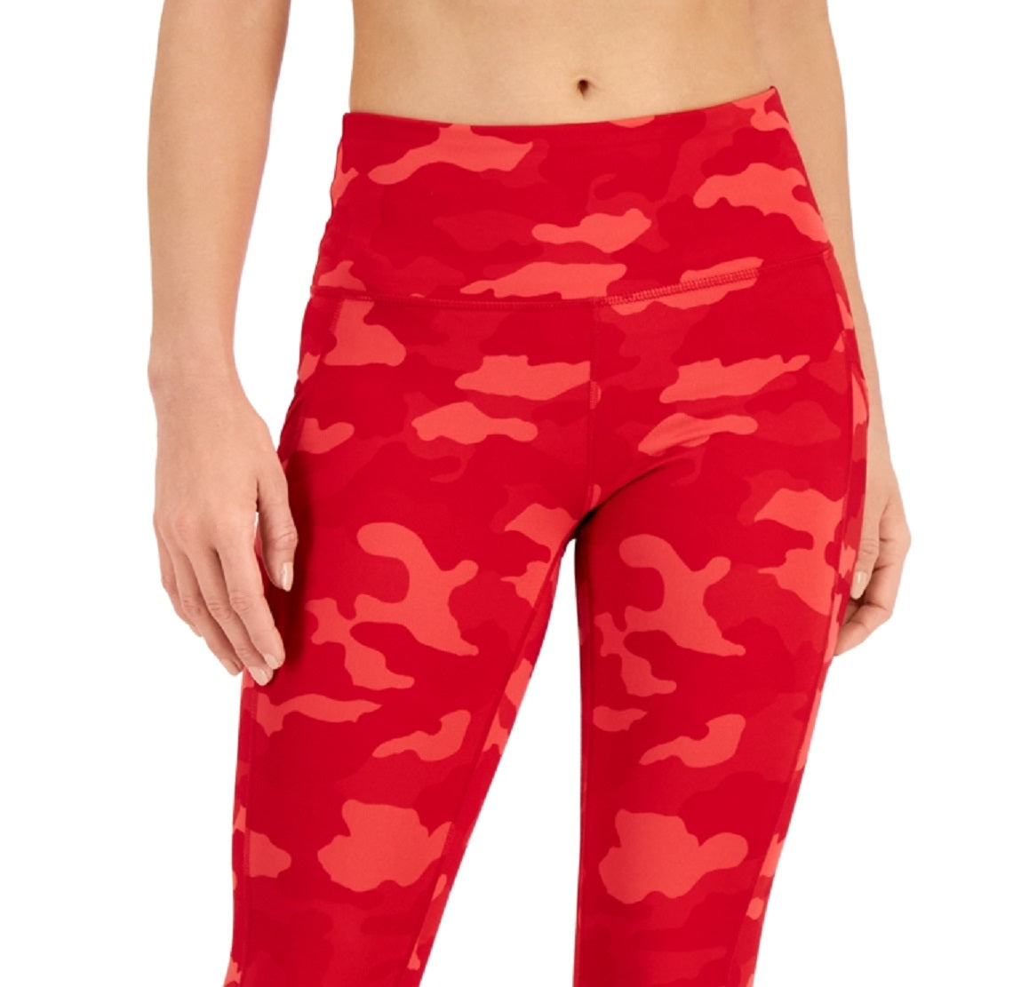 ID Ideology Women's Compression Camo Print Capri Leggings Red Size X-Large