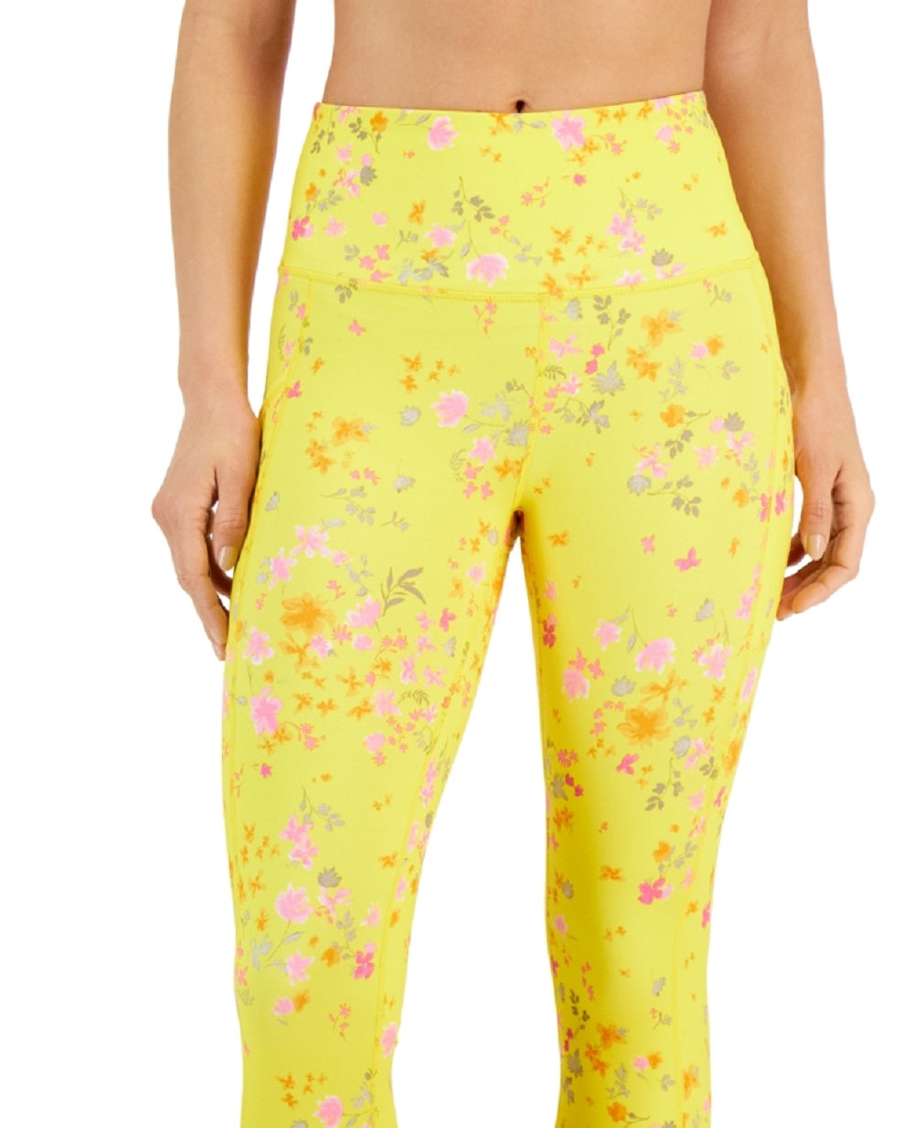 ID Ideology Women's Compression Active Cropped Leggings Yellow Size X -Small