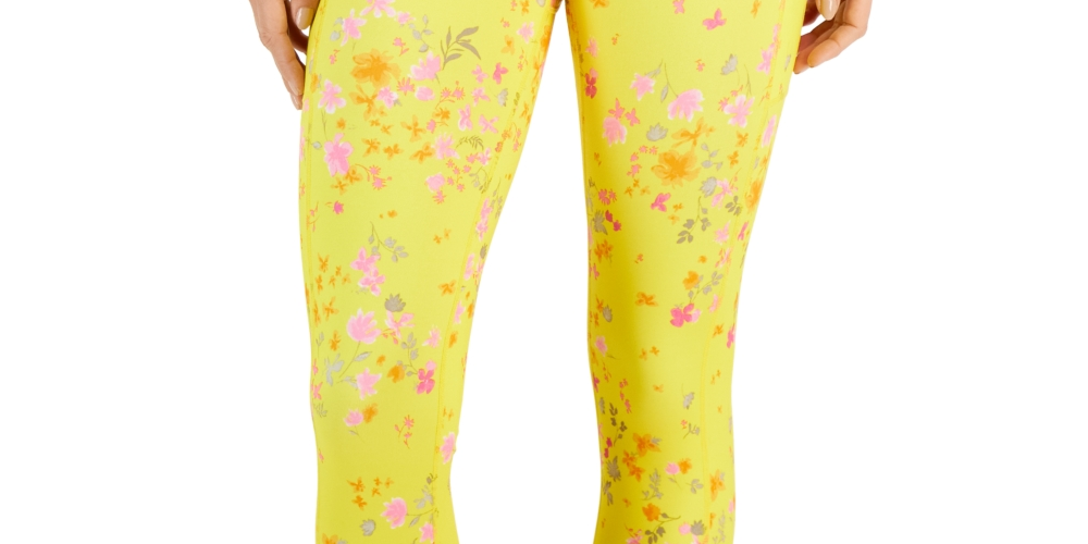 ID Ideology Women's Compression Active Cropped Leggings Yellow Size Medium