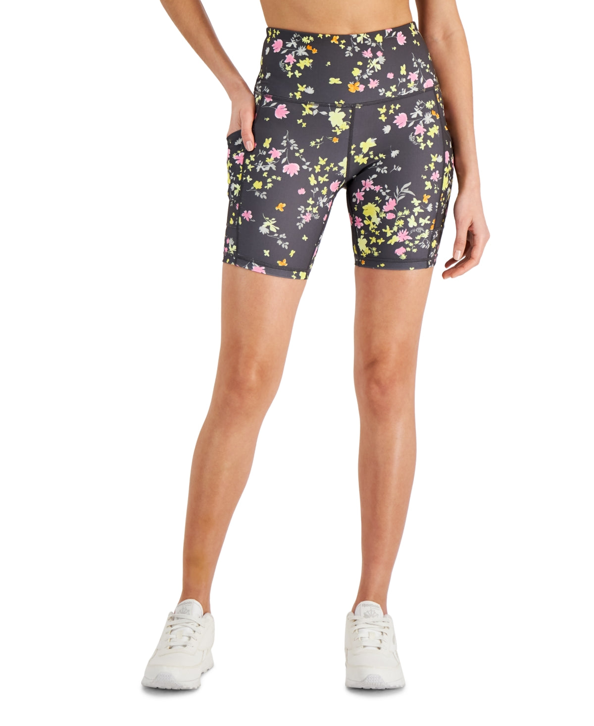 ID Ideology Women's Printed Biker Shorts Gray