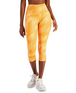 ID Ideology Women's Compression Side Pocket Cropped Leggings Orange Size Large