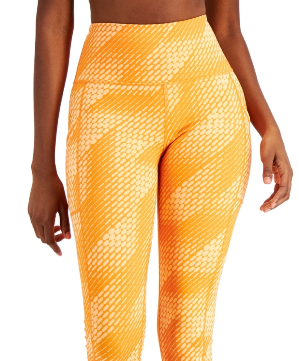 ID Ideology Women's Compression Side Pocket Cropped Leggings Orange Size Large