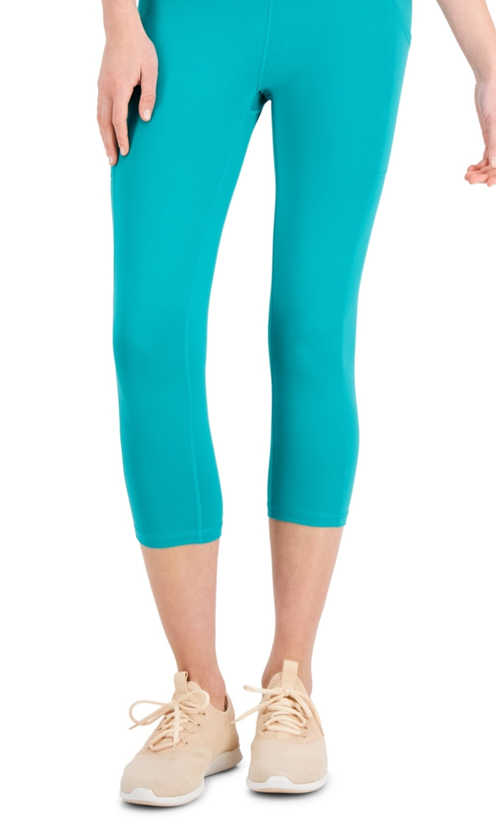 ID Ideology Women's Compression High Rise Side Pocket Cropped Leggings Green Size Petite Medium