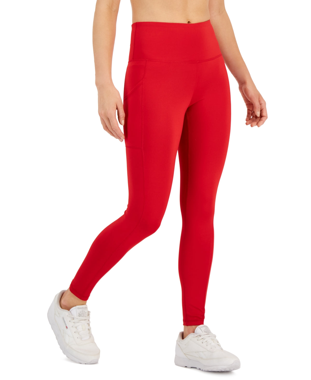 ID Ideology Women's Compression High Waist Side Pocket 7/8 Length Leggings Red