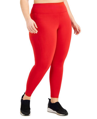 ID Ideology Women's Compression High Waist Side Pocket 7/8 Length Leggings Red Size 3X