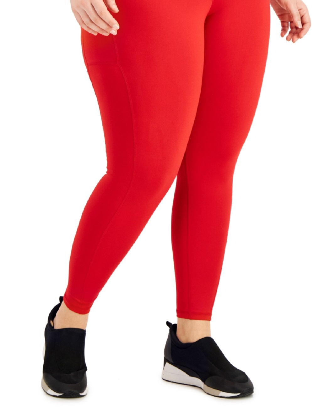 ID Ideology Women's Compression High Waist Side Pocket 7/8 Length Leggings Red Size 3X
