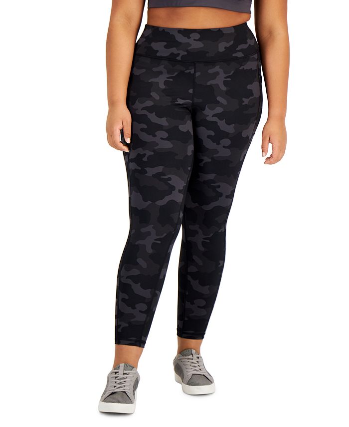 ID Ideology Women's Camo 7/8 Leggings Black Size 1X