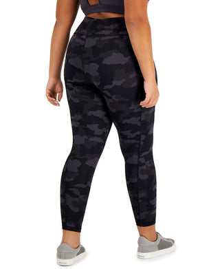 ID Ideology Women's Camo 7/8 Leggings Black Size 1X