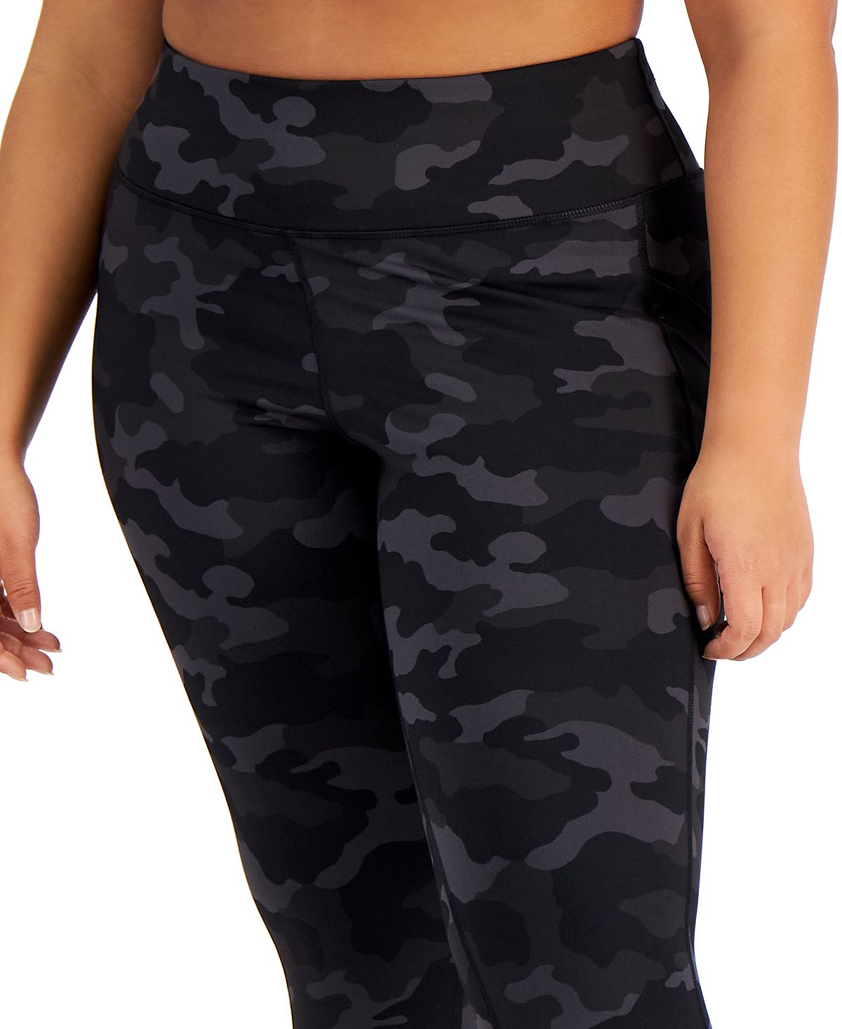 ID Ideology Women's Plus Camo Leggings Black Size 2X