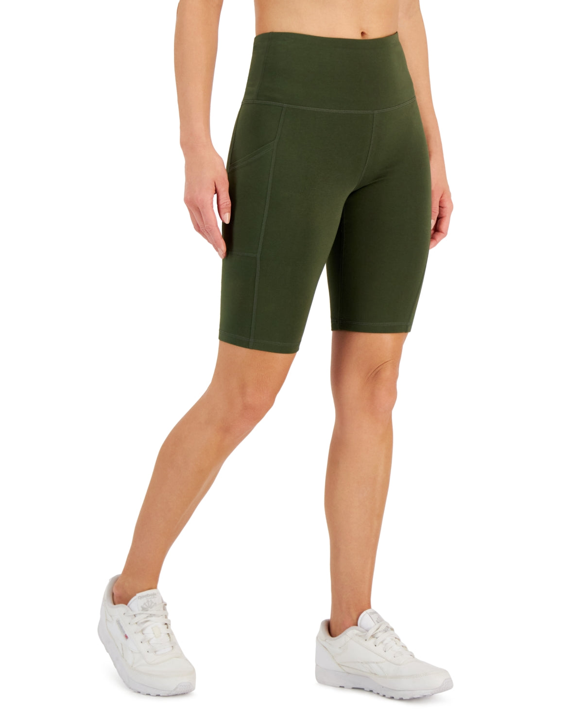 ID Ideology Women's Solid 10 Cotton Bike Shorts Green Size Large