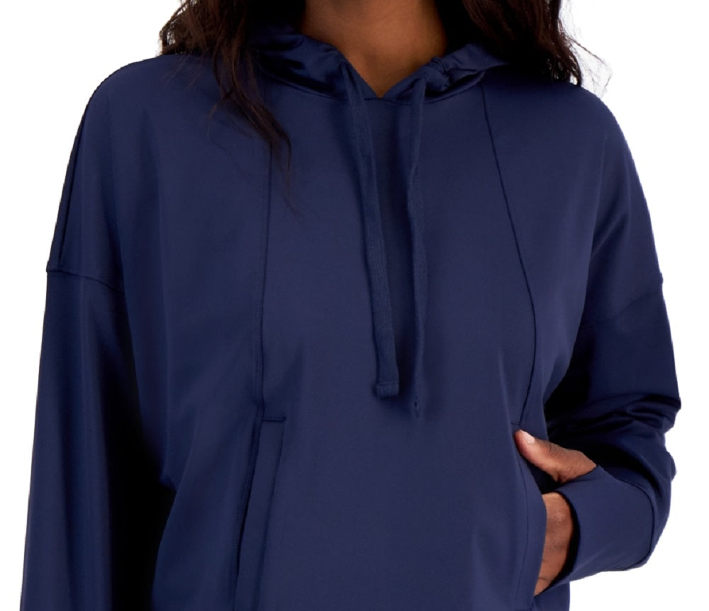 ID Ideology Women's Relaxed Solid Techy Hoodie Blue Size Medium