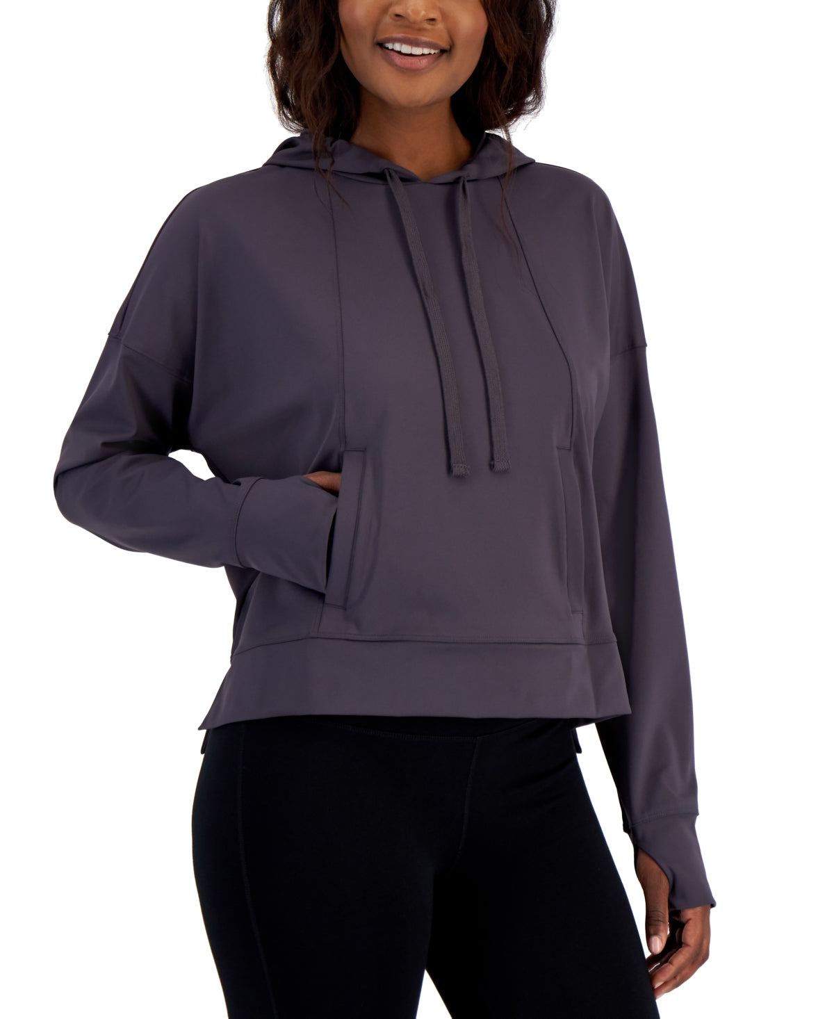 ID Ideology Women's Relaxed Solid Techy Hoodie Gray Size Small