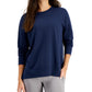 ID Ideology Women's Crewneck Slit Side Top Blue Size Small