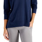 ID Ideology Women's Crewneck Slit Side Top Blue Size Small