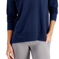ID Ideology Women's Crewneck Slit Side Top Blue Size Medium