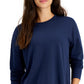 ID Ideology Women's Crewneck Slit Side Top Blue Size Large