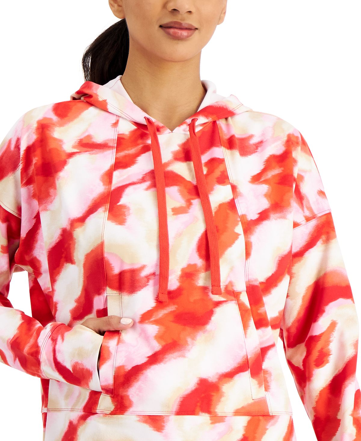 ID Ideology Women's Relaxed Twist Tech Printed Hoodie Red Size XX-Large