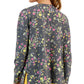 ID Ideology Women's Active Pansy Print Side Slit Relaxed Crewneck Sweatshirt Gray Size Small