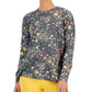 ID Ideology Women's Active Pansy Print Side Slit Relaxed Crewneck Sweatshirt Gray Size X-Large