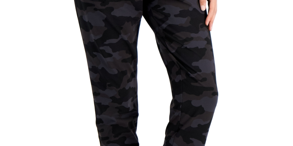 ID Ideology Women's Relaxed Camo Print Joggers Black Size X-Small