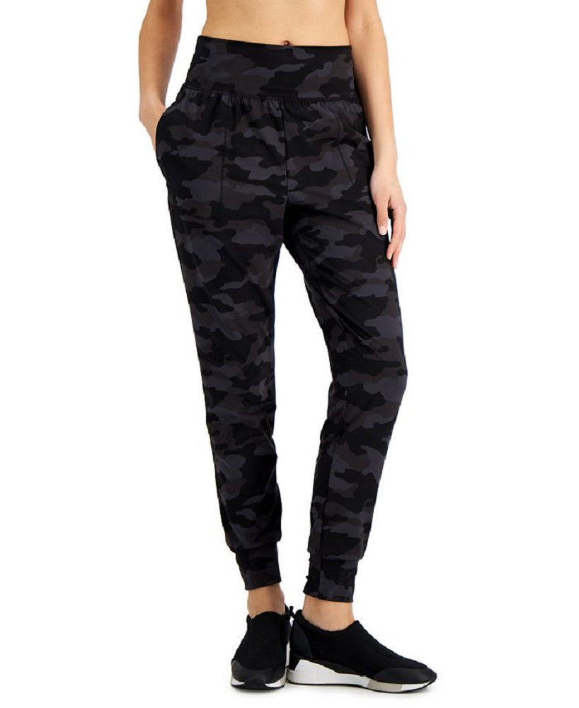 ID Ideology Women's Relaxed Camo Print Joggers Black Size X-Large