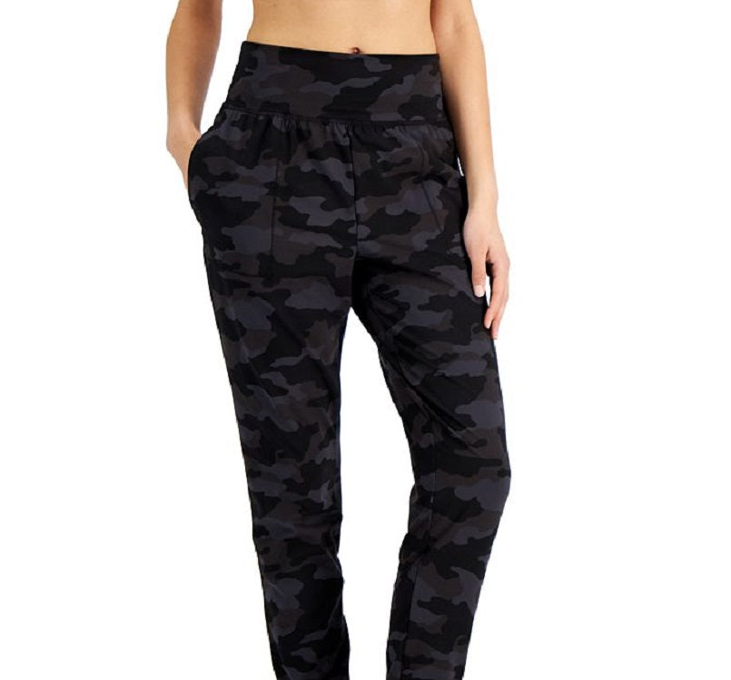 ID Ideology Women's Relaxed Camo Print Joggers Black Size X-Large