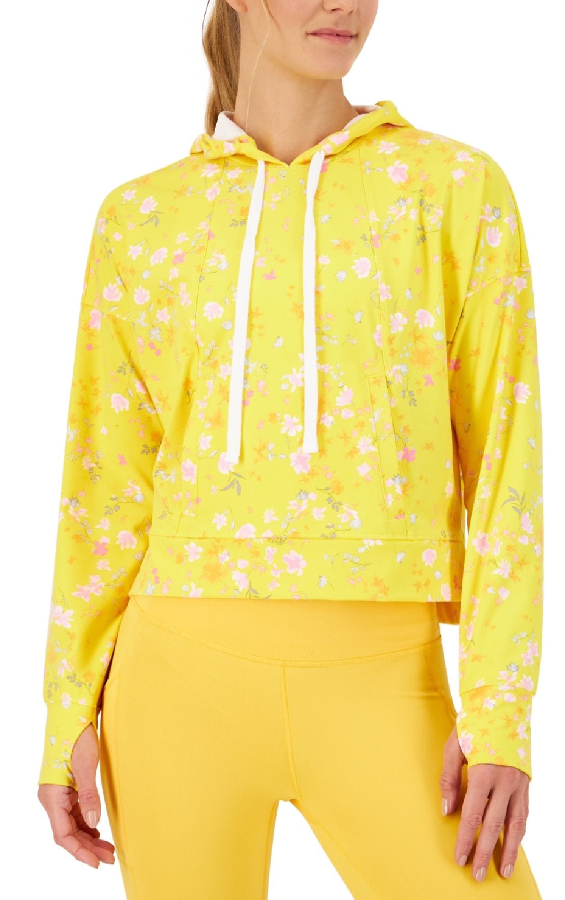 ID Ideology Women's Relaxed Pansy Techy Hoodie Yellow Size X-Small