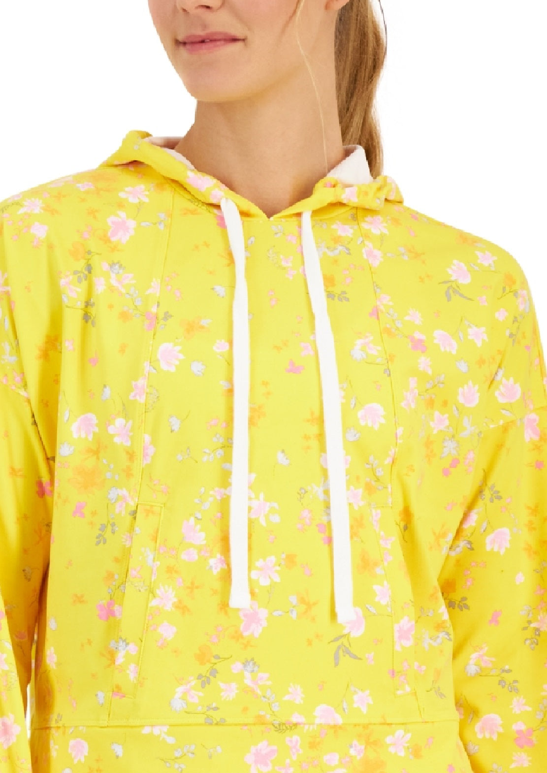 ID Ideology Women's Relaxed Pansy Techy Hoodie Yellow Size X-Small