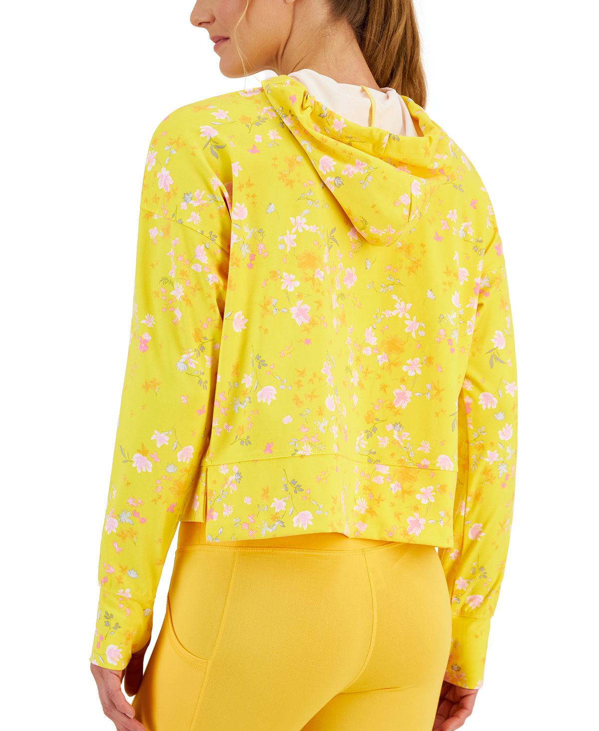 ID Ideology Women's Relaxed Pansy Techy Hoodie Yellow Size Small