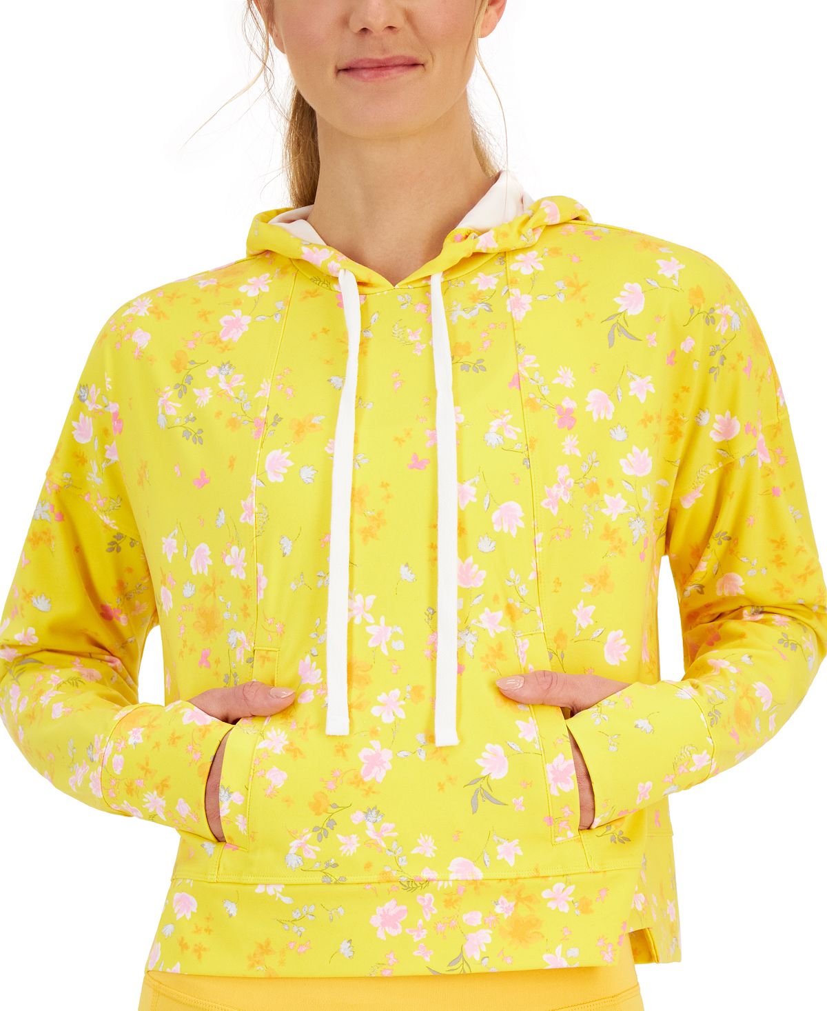 ID Ideology Women's Relaxed Pansy Techy Hoodie Yellow Size Small