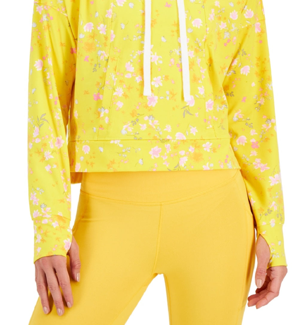 ID Ideology Women's Relaxed Pansy Techy Hoodie Yellow Size XX-Large