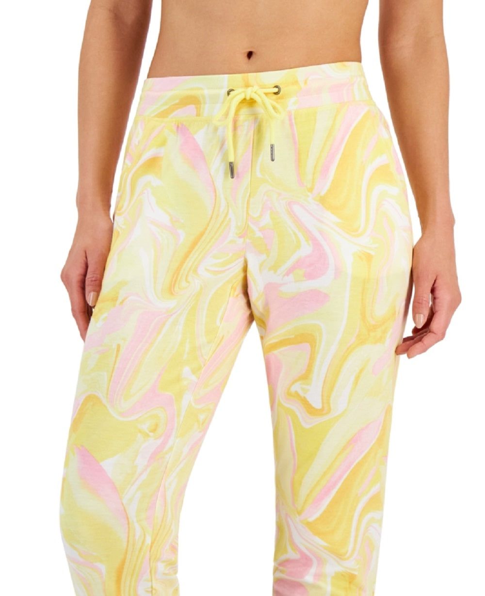 ID Ideology Women's Active Whirl Print Slim Jogger Pants Yellow