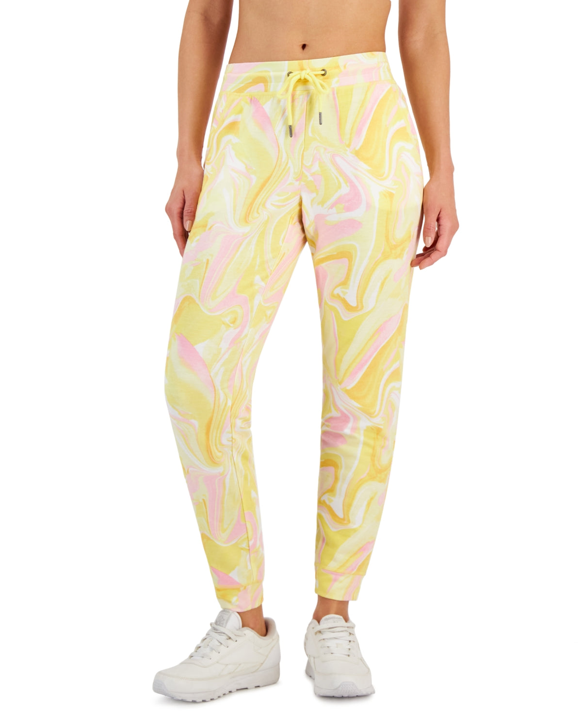 ID Ideology Women's Active Whirl Print Slim Jogger Pants Yellow