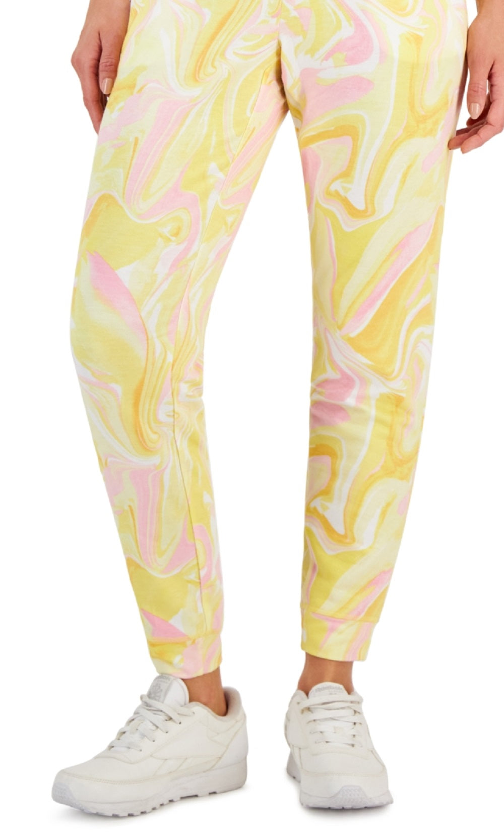 ID Ideology Women's Active Whirl Print Slim Jogger Pants Yellow