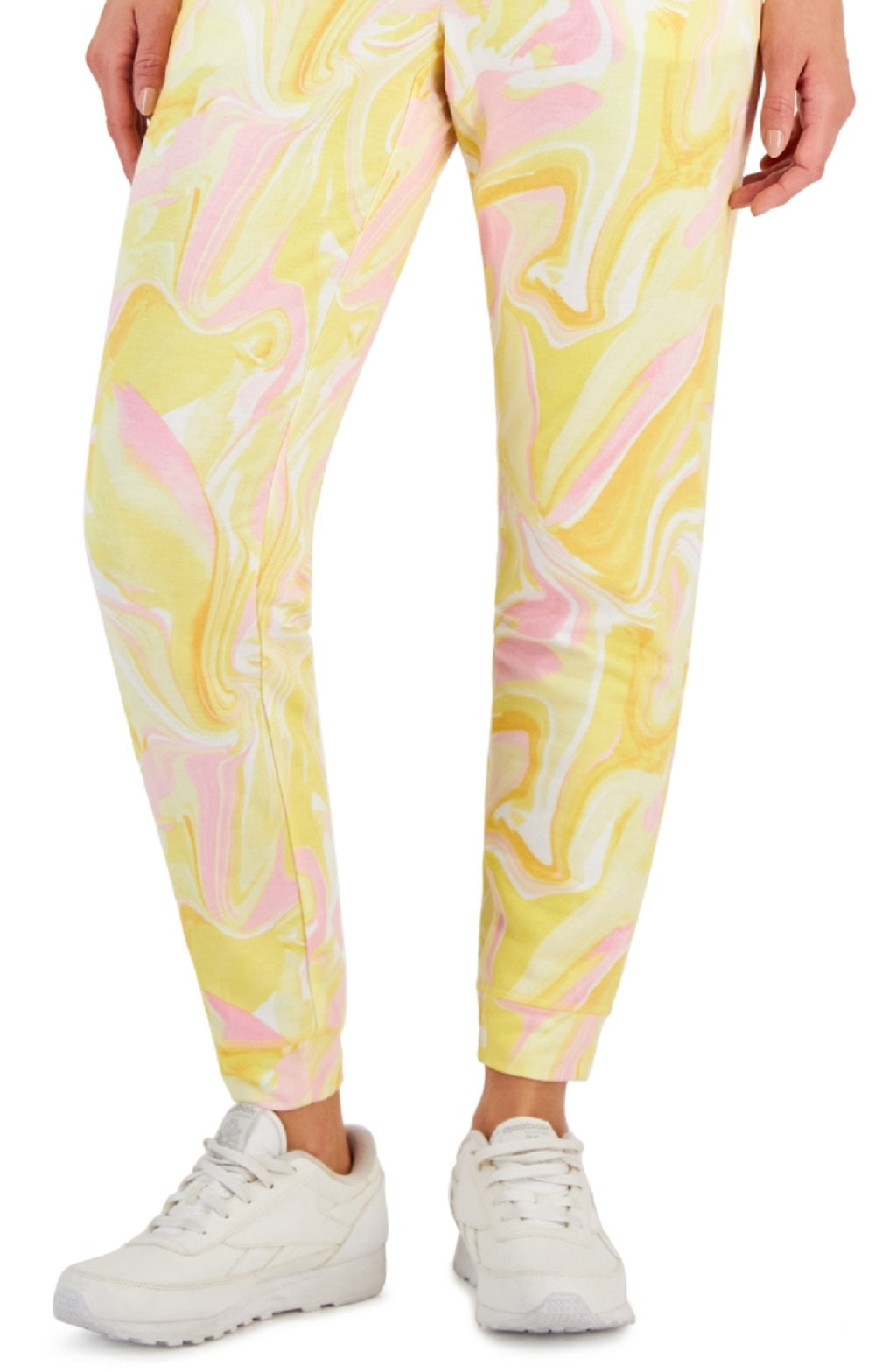 ID Ideology Women's Active Whirl Print Slim Jogger Pants Yellow Size X-Large