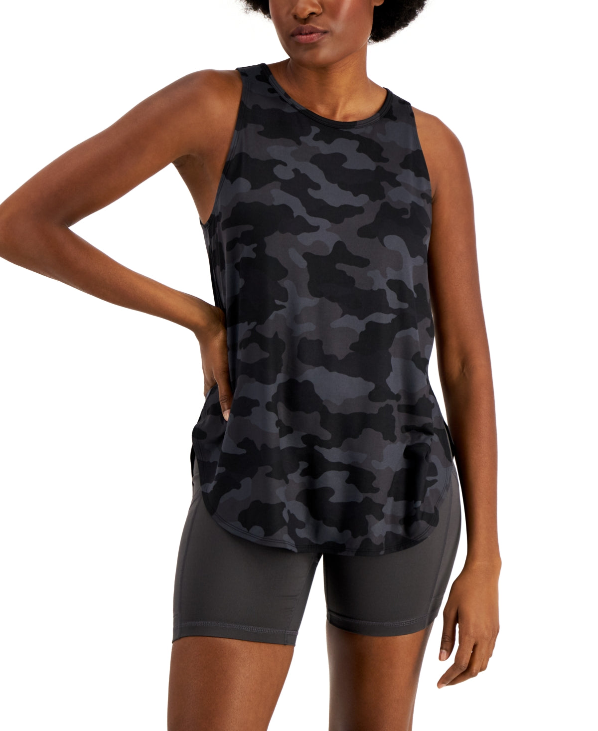 ID Ideology Women's Essentials Sweat Set Camo Tank Top Black Size XX-Large