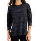 ID Ideology Women's Relaxed Camo Crewneck Pullover Black Size XX-Large