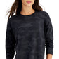 ID Ideology Women's Relaxed Camo Crewneck Pullover Black Size XX-Large