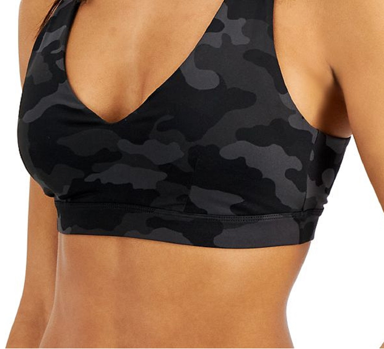 ID Ideology Women's Camo Print Low Impact Sports Bra Black Size XX-Large