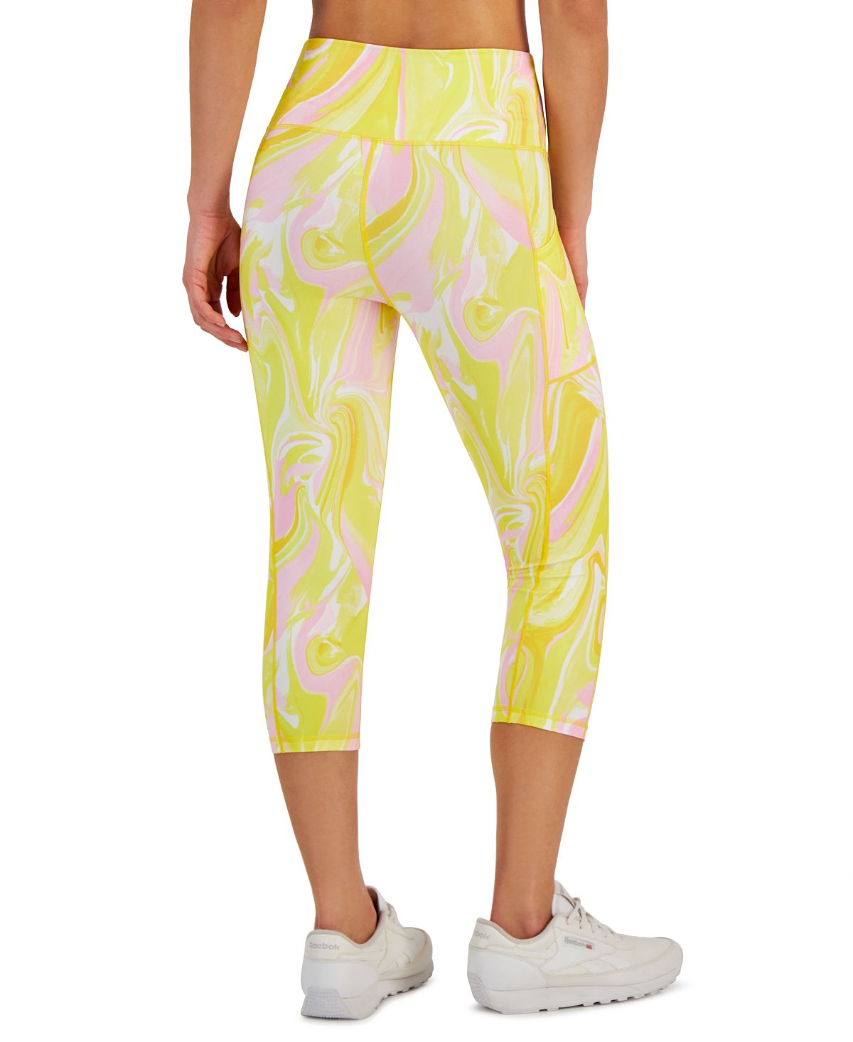 ID Ideology Women's Compression Side Pocket Cropped Leggings Yellow Size Small