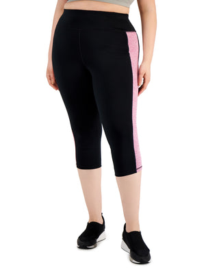 ID Ideology Women's Colorblocked Capri Leggings Pink Size 2X