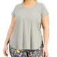ID Ideology Women's Sweat Set T-Shirt Gray Size 1X