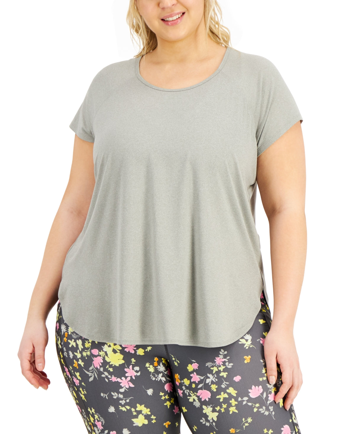 ID Ideology Women's Sweat Set T-Shirt Gray Size 1X